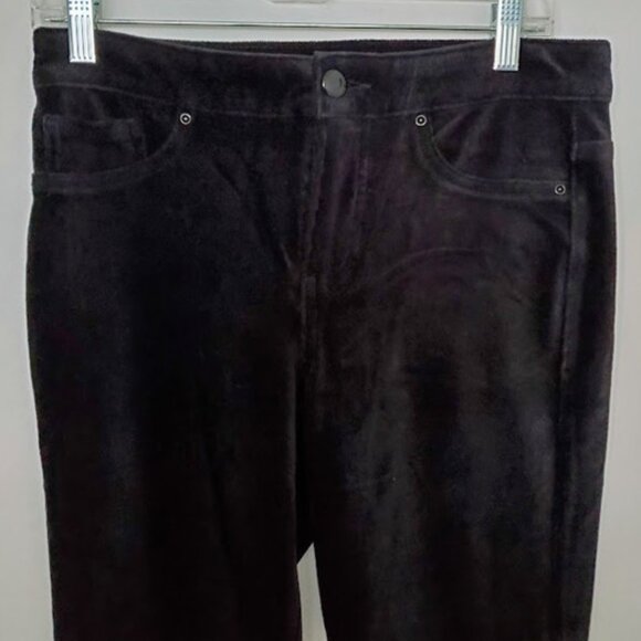 Black Soft Stretch Corduroy Leggings Straight Leg High-Rise Size M Dark Academia - Picture 3 of 9